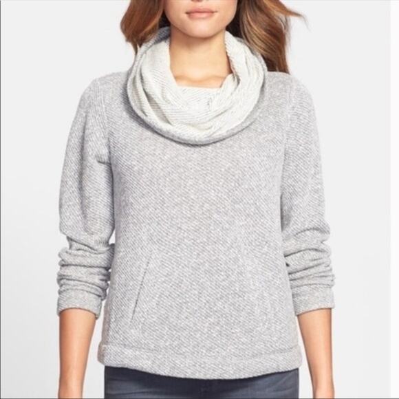 Eileen Fisher Pullover Sweater Gray Funnel Neck Long Sleeve Cotton Size Medium - Picture 1 of 5